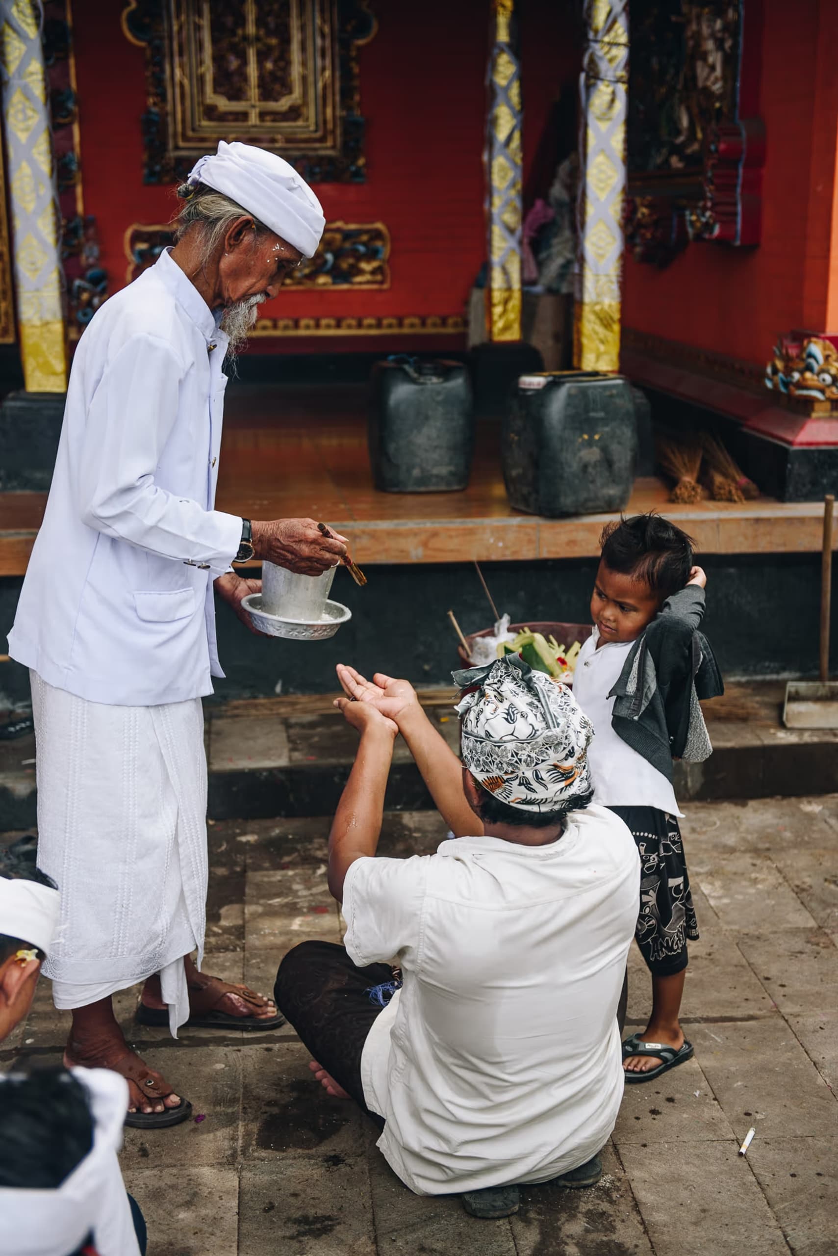 Traditional Balinese ceremony at Sumberkima Hill