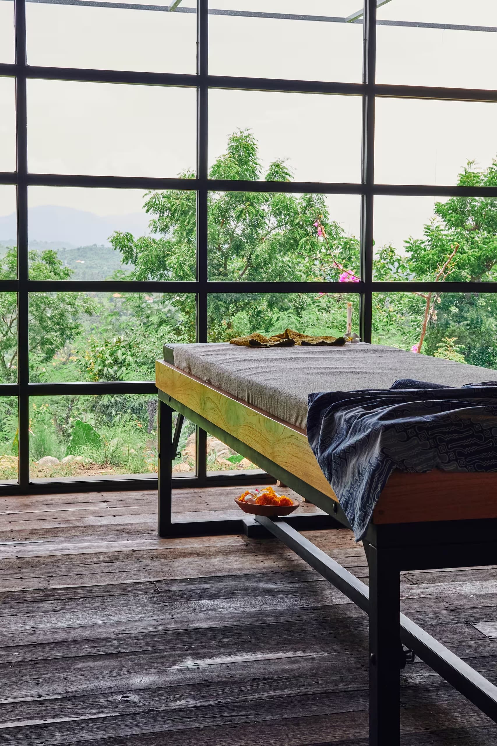 Luxury spa treatment room with traditional Balinese healing