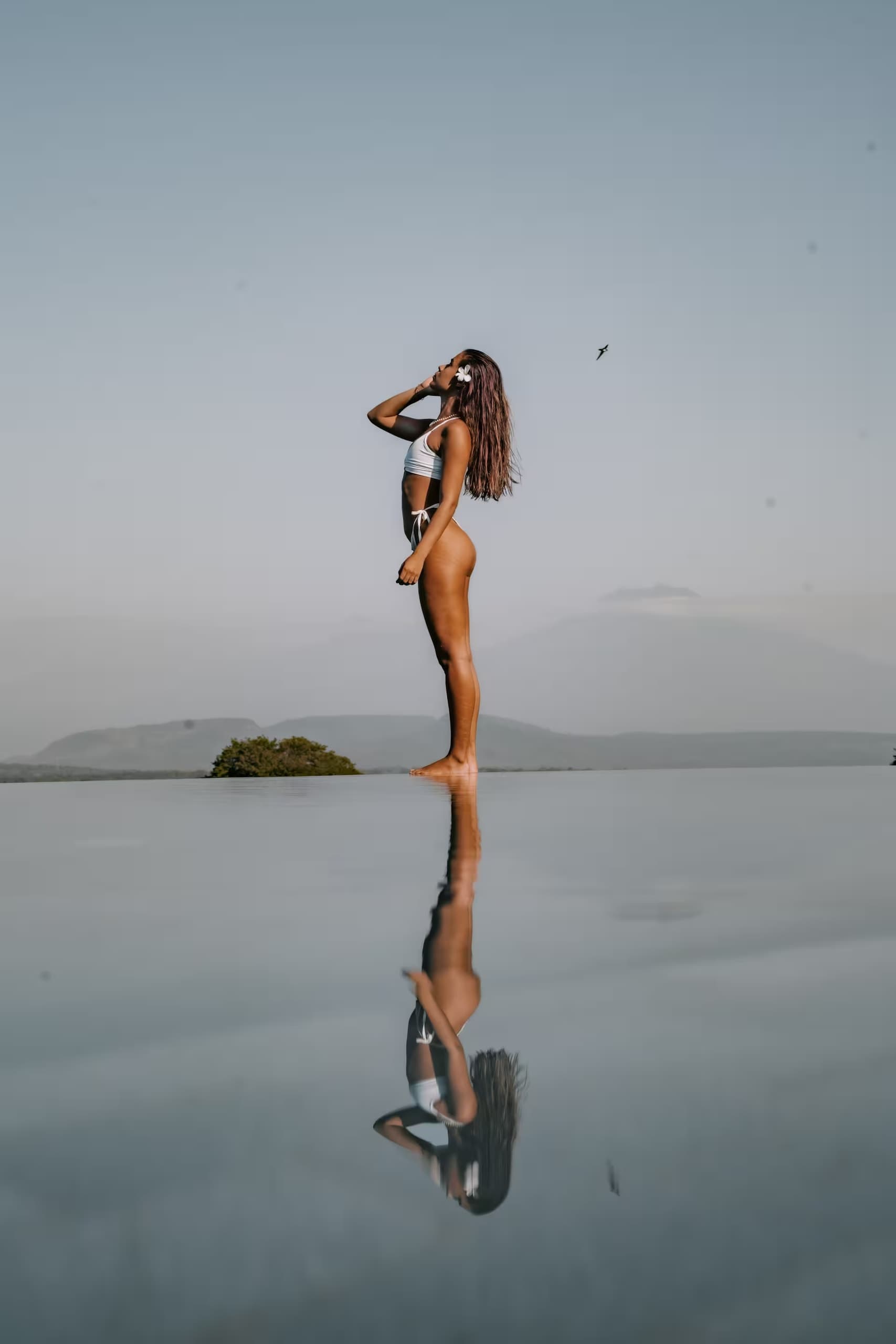 Peaceful daytime pool reflections perfect for wellness and meditation