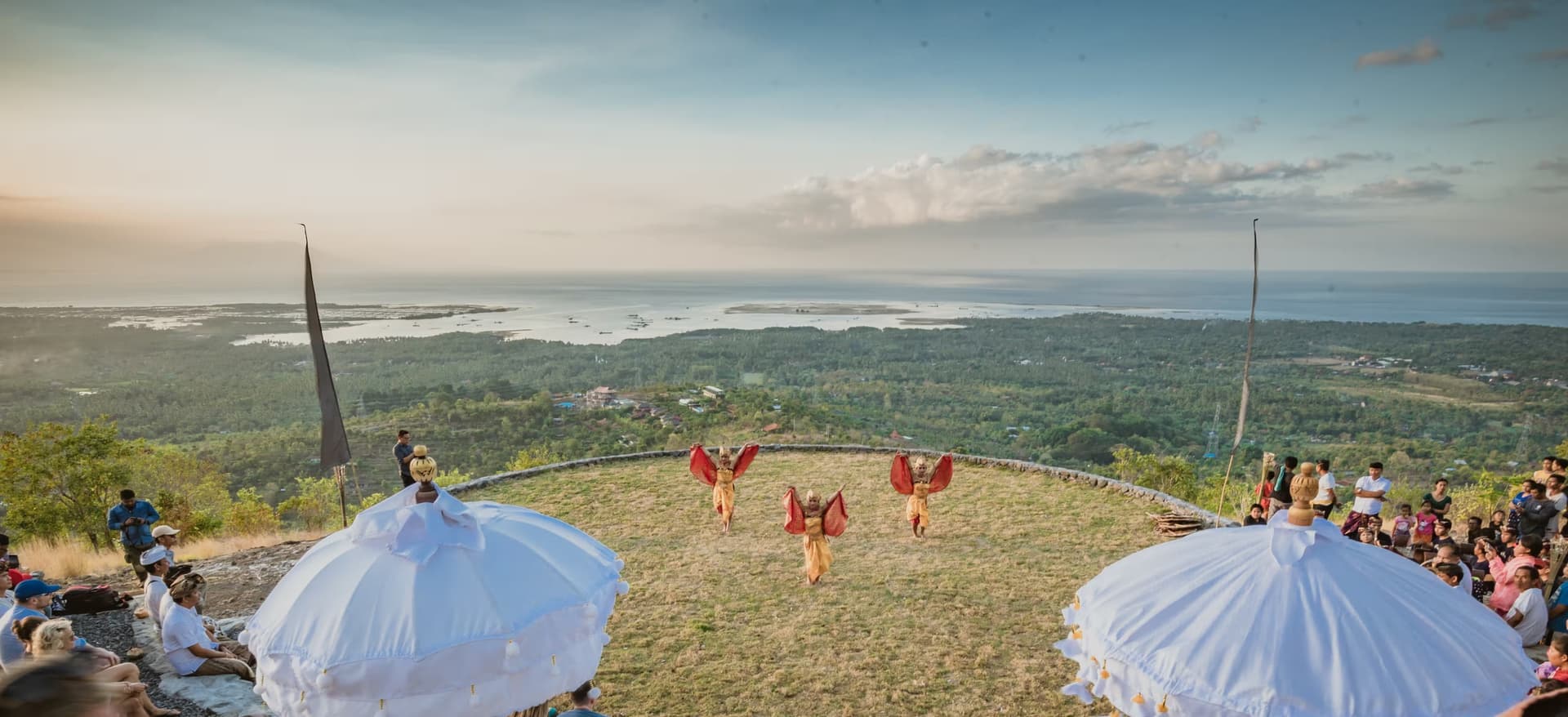 Traditional Balinese cultural dance performance at the natural stage