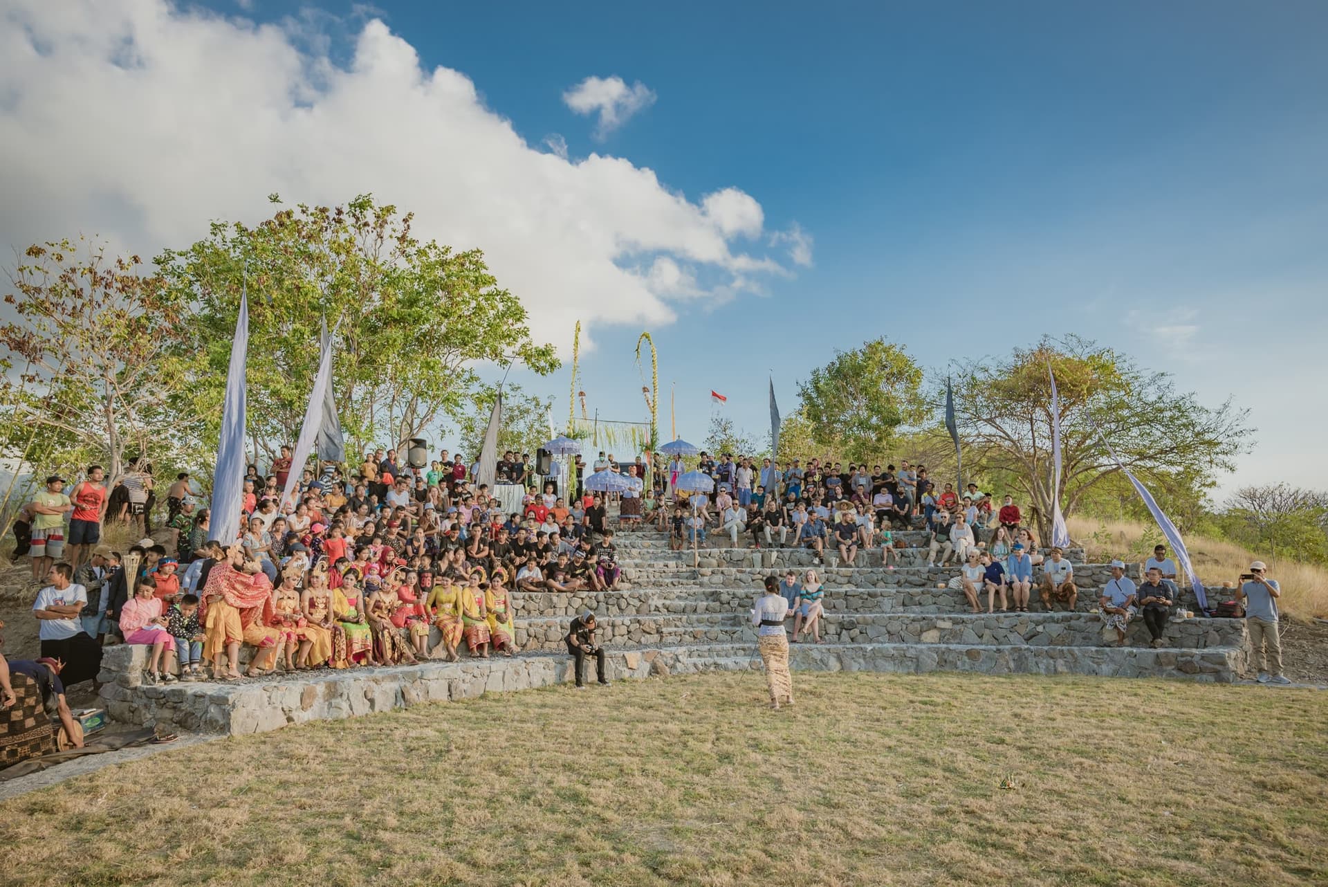 Panoramic view of Sumberkima Stage with dramatic mountain backdrop