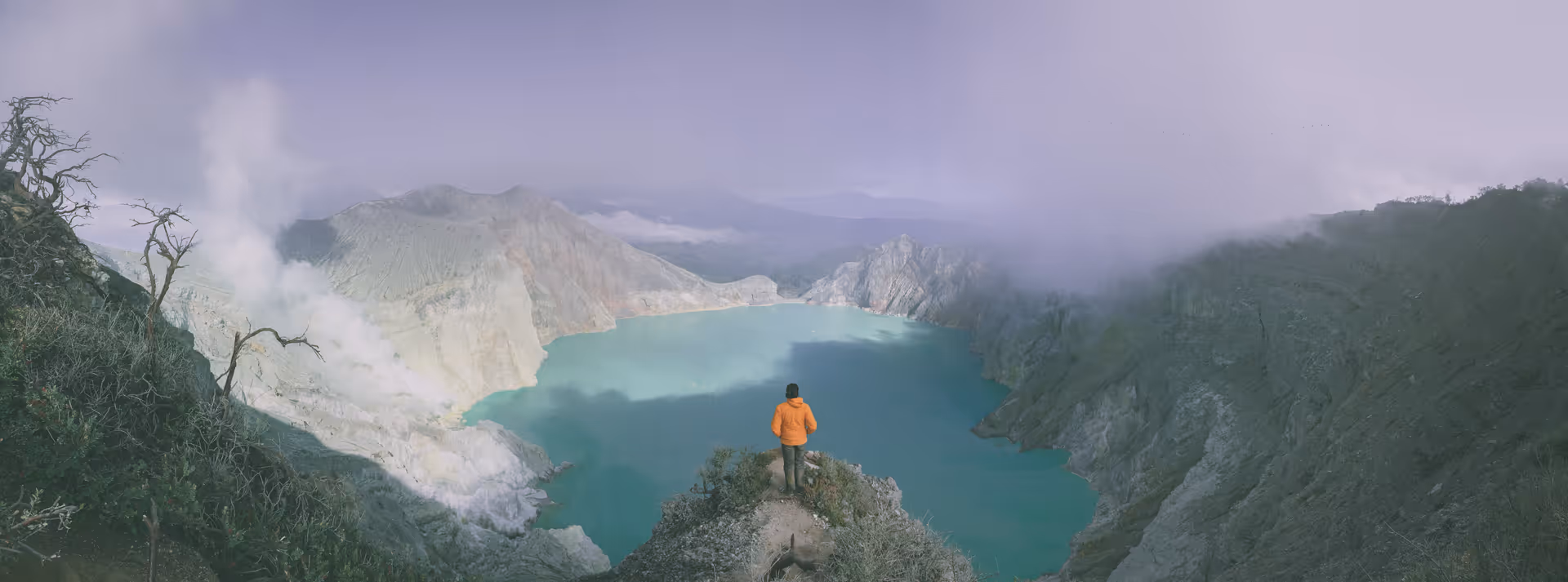 Spectacular volcanic landscape hiking adventure