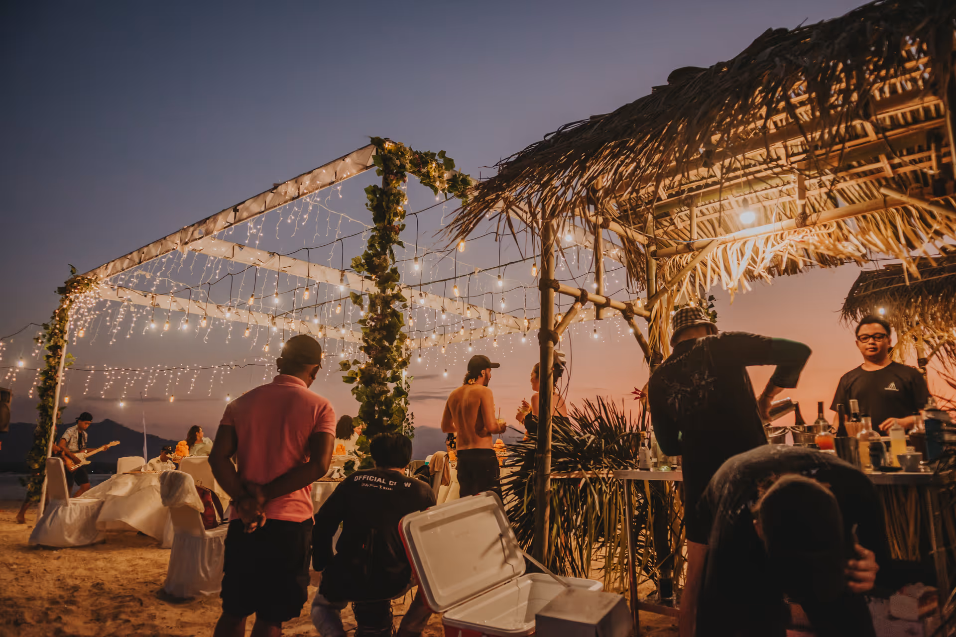 Fresh seafood barbecue on pristine Gilih Putih beach