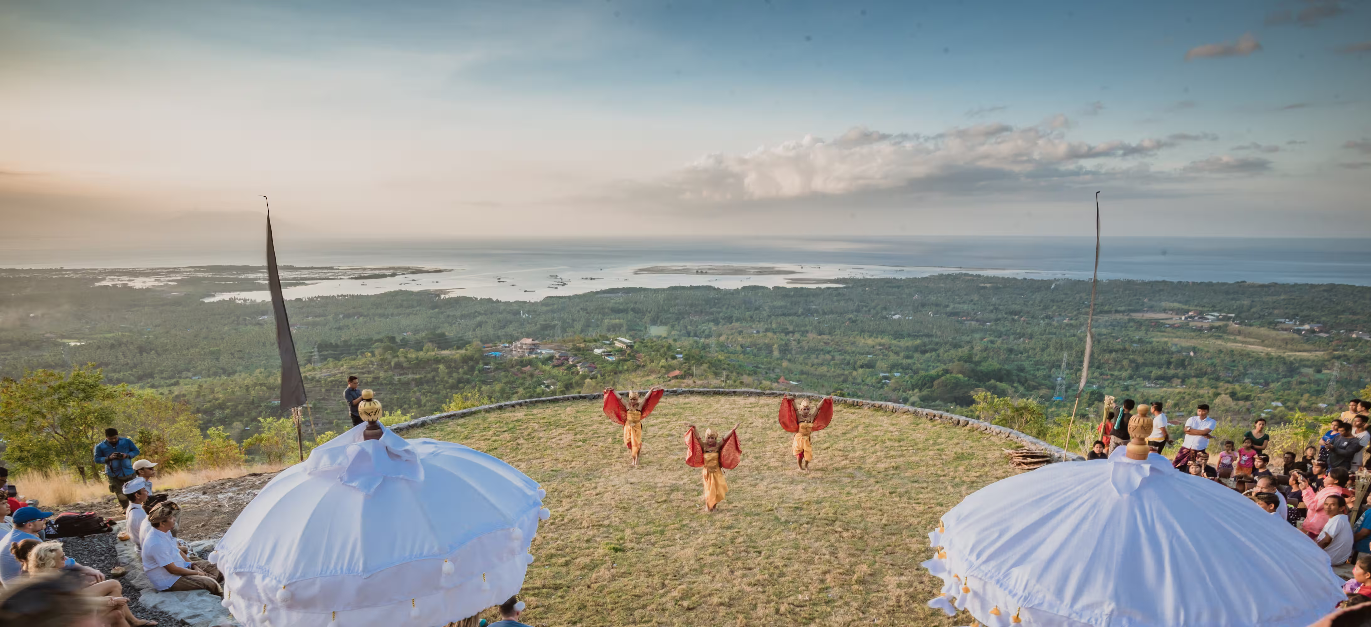 Traditional Balinese cultural dance performance at the natural stage