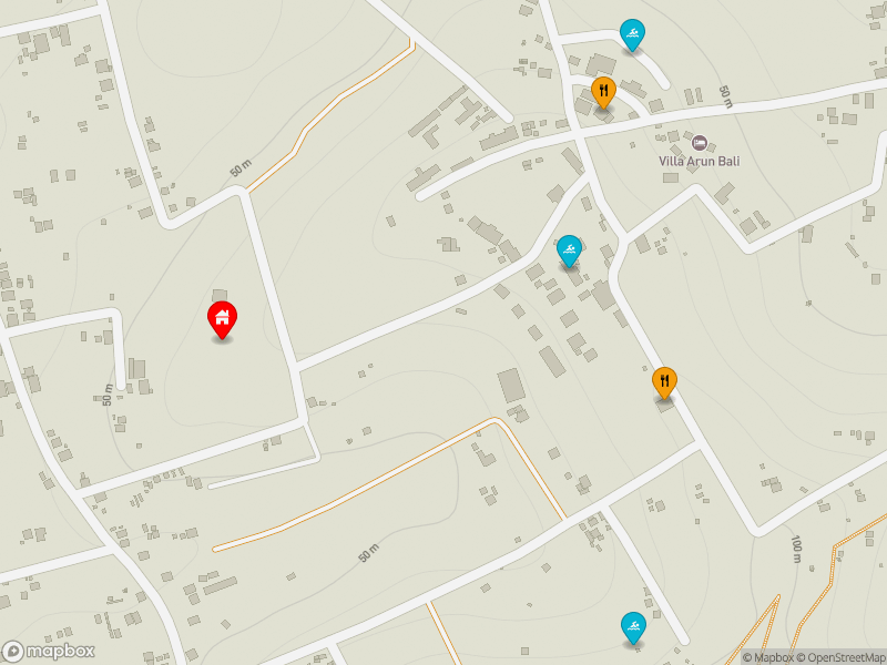 Villa Asti location map showing nearby restaurants and pools