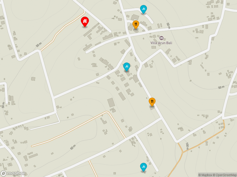 Villa Bambu location map showing nearby restaurants and pools