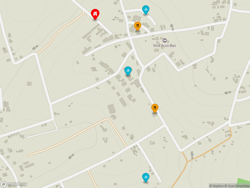 Villa Verde location map showing nearby restaurants and pools